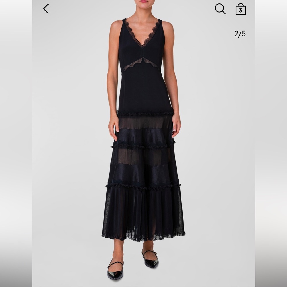 Akris Crepe Layered Midi Dress with Lace Details. NWT